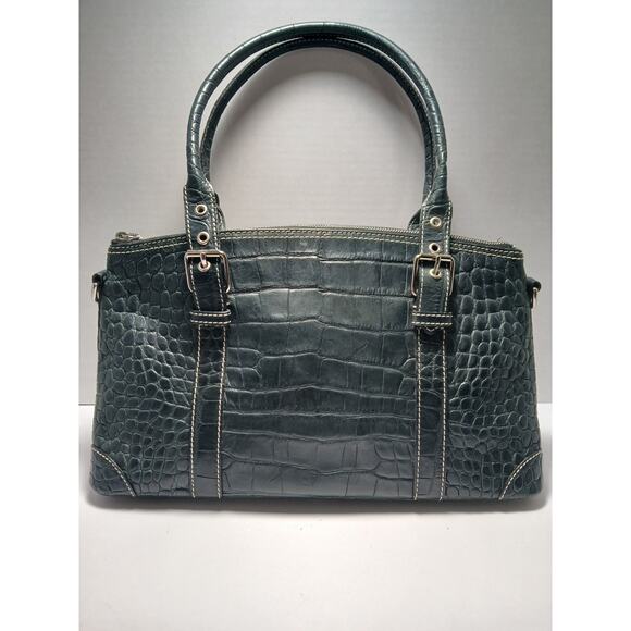 VTG Dooney & Bourke Bayou Croc Embossed Leather Shoulder Satchel Handbag - Picture 4 of 11